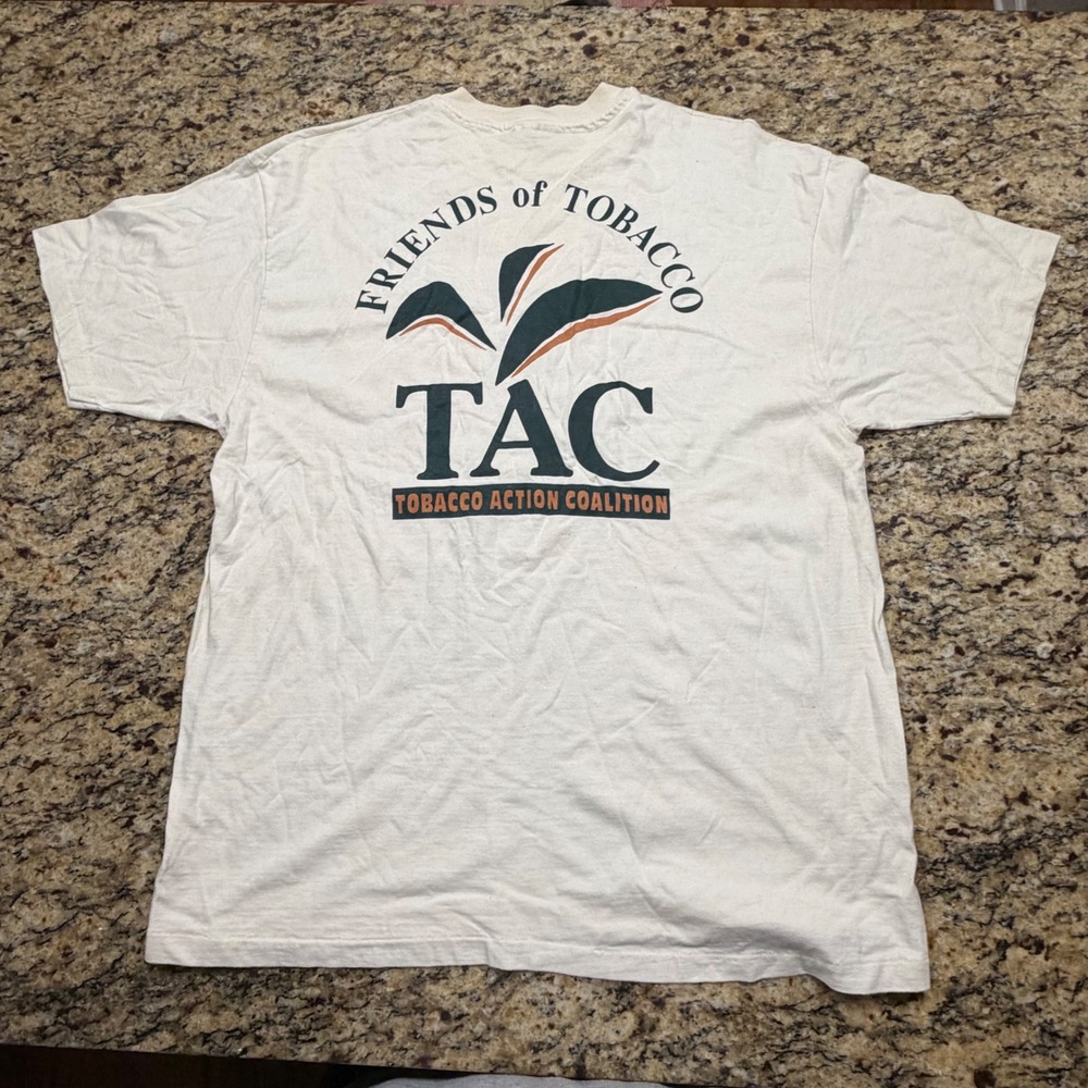 Vintage Hanes Beefy-T Tobacco Action Coalition Shirt XL White Single Stitch v